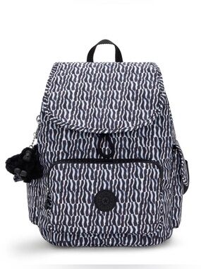 Kipling Black & White Patterned Mini City Backpack